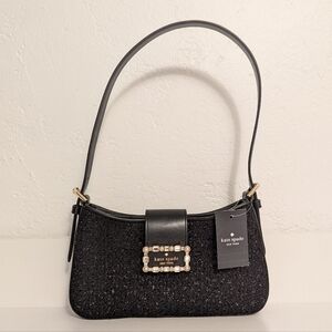 SOLD Kate Spade Reegan Small Shoulder Bag Black Tinsel Tweed